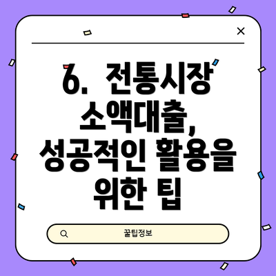6.  전통시장 소액대출, 성공적인 활용을 위한 팁