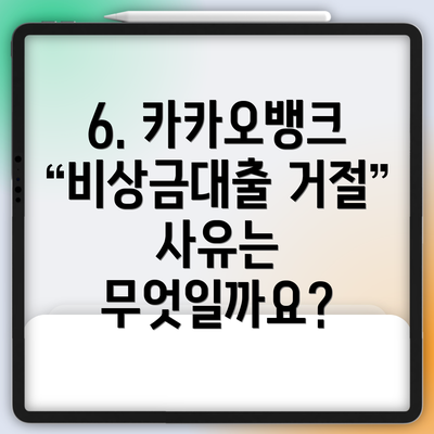 6. 카카오뱅크 비상금대출 거절 사유는 무엇일까요?