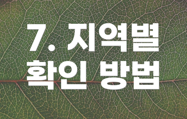 7. 지역별 확인 방법