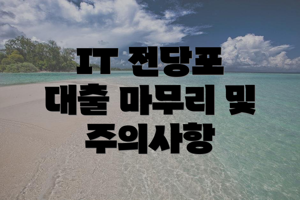 IT 전당포 대출 마무리 및 주의사항