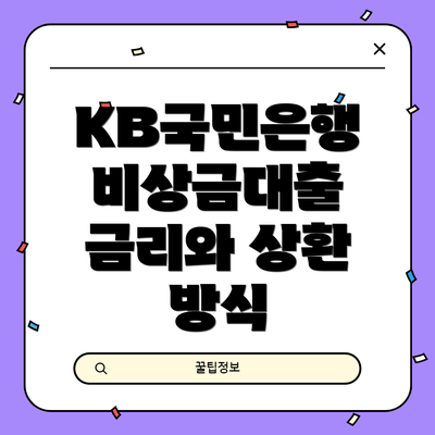 KB국민은행 비상금대출 금리와 상환 방식