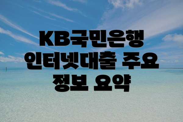 KB국민은행 인터넷대출 주요 정보 요약