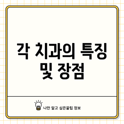각 치과의 특징 및 장점