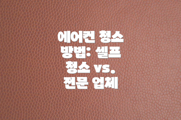 에어컨 청소 방법: 셀프 청소 vs. 전문 업체