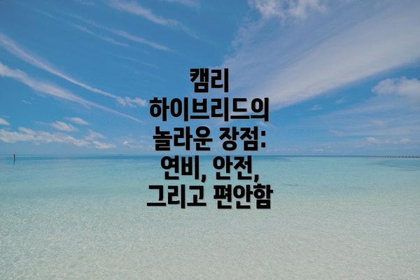 캠리 하이브리드의 놀라운 장점: 연비, 안전, 그리고 편안함