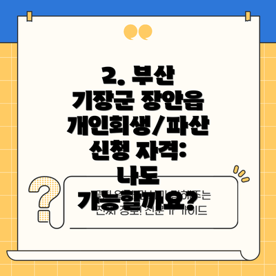 2. 부산 기장군 장안읍 개인회생/파산 신청 자격: 나도 가능할까요?