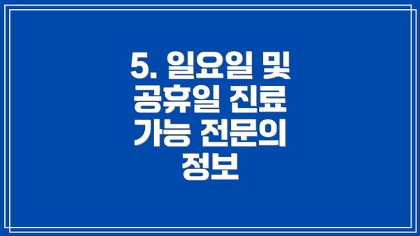 5. 일요일 및 공휴일 진료 가능 전문의 정보