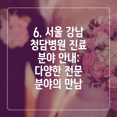 6. 서울 강남 청담병원 진료 분야 안내: 다양한 전문 분야의 만남