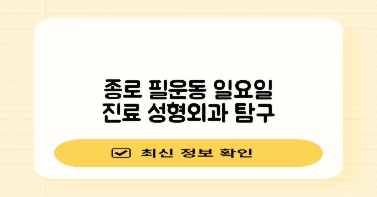 서울 종로 필운동 성형외과, 일요일 진료 가능 병원 집중 탐구