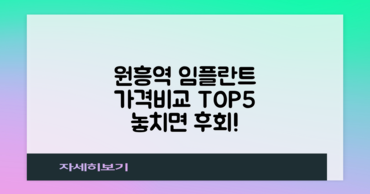 원흥역 임플란트 치과, 5곳 가격비교 TOP 추천