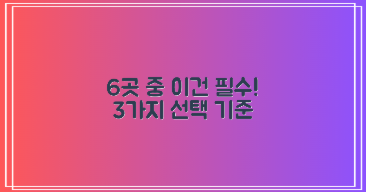 6곳 중 3가지 선택 기준