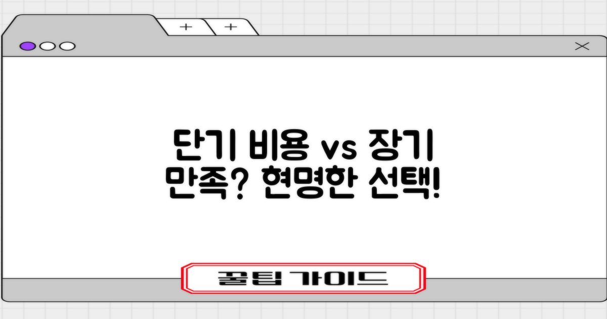 단기 비용 vs 장기 만족
